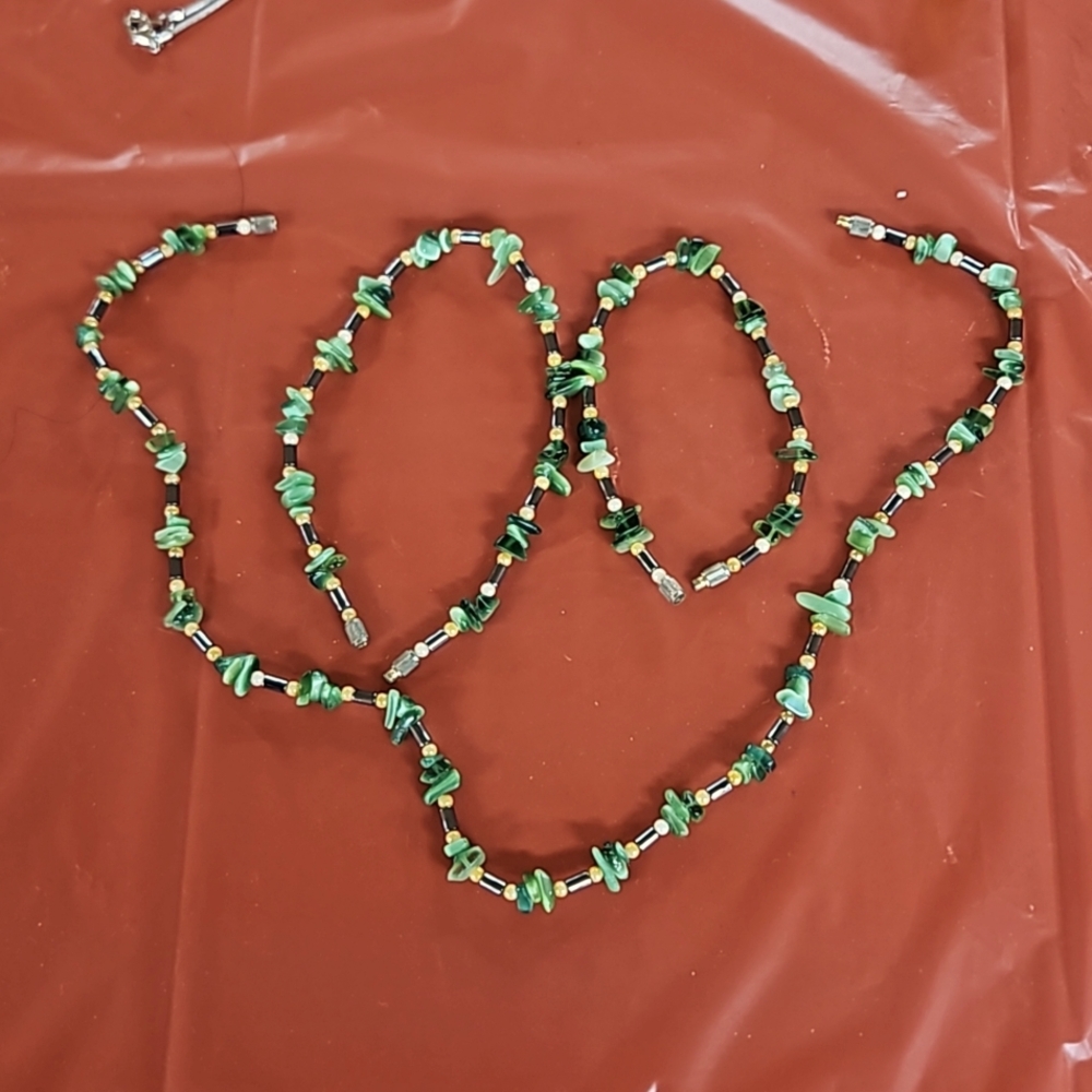 set - necklace, bracelet and ankle bracelet